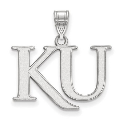 Black Bow Jewelry 14k White Gold Kansas Jayhawks NCAA Medium Pendant