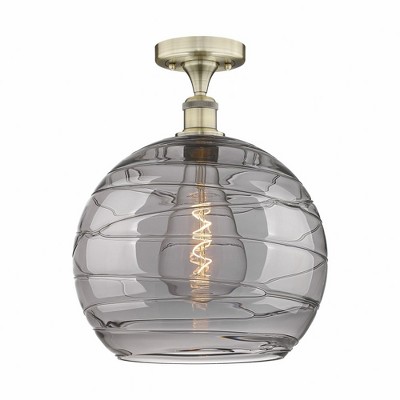 Athens Deco Swirl - 1 Light Semi-Flush Mount In Industrial Style-15.25 Inches Tall and 13.75 Inches Wide