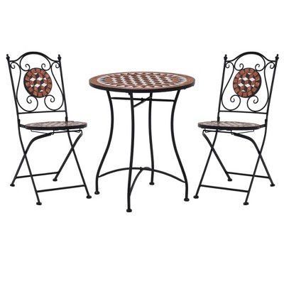 vidaXL Mosaic Bistro Set Terracotta Powder-coated iron, ceramic tile