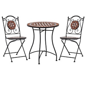 vidaXL Mosaic Bistro Set Terracotta Powder-coated iron, ceramic tile - 1 of 4