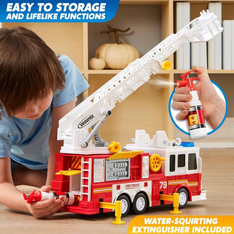 Syncfun Kids' Toy Fire Truck Extra Large Size Fire Truck Toys with 33-inch Extending Ladder Gift For Boys 3+ Friction Powered Big Firetruck, 4 of 7