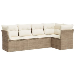 vidaXL Garden Sofa Set Beige Poly Rattan, Powder-Coated Steel Large - 1 of 4