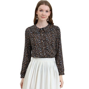 INSPIRE CHIC Women's Casual Peter Pan Collar Floral Button Down Shirt - 1 of 4