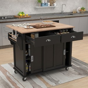 NicBex Mobile Kitchen Island Cart Morden Kitchen Storage Cabinets on Wheels with Sliding Barn Cabinet Door and 2 Drawers for Kitchen - 1 of 4