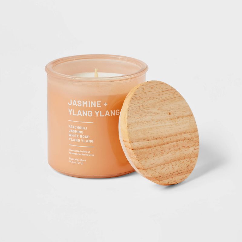 Tinted Glass Jasmine + Ylang Ylang Jar Candle Light Orange - Threshold™, 3 of 4
