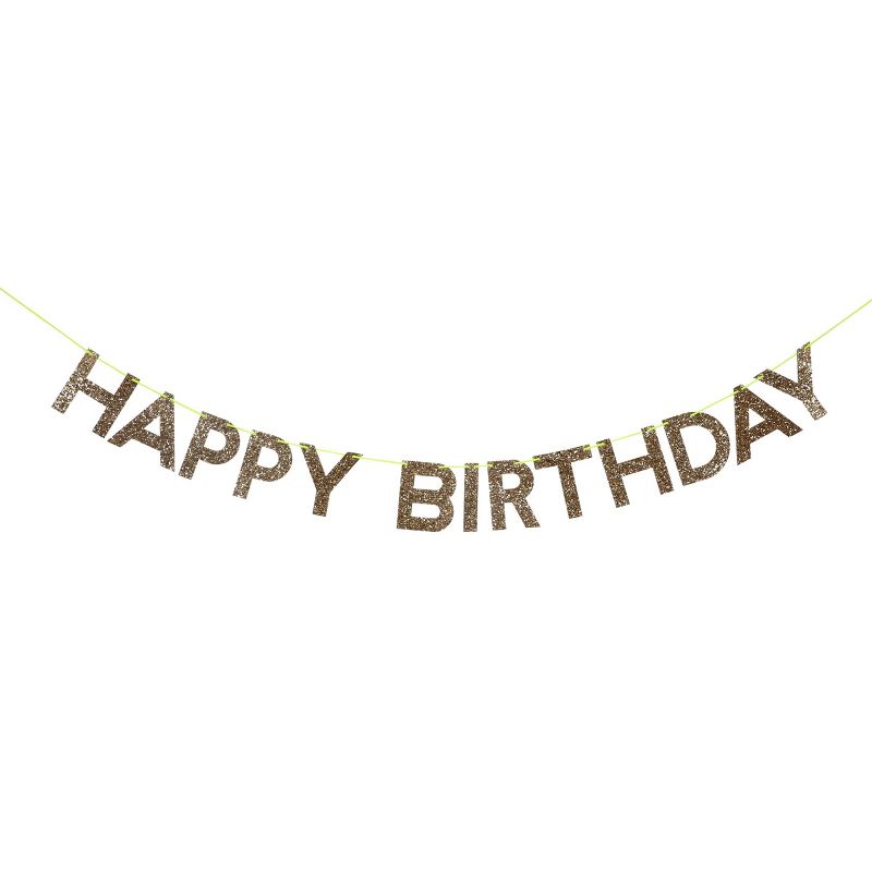 Meri Meri Gold Happy Birthday Garland (8' with excess cord - Pack of 1), 2 of 5