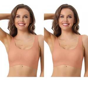 Allegra K Women's Wirefree Push Up Workout Sleep Comfort Sports Bras 2 Packs - 1 of 4