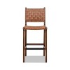 Jennifer Taylor Home Andre 26" Woven Leather Counter Stool with Back, Pecan Brown Faux Leather - 2 of 4