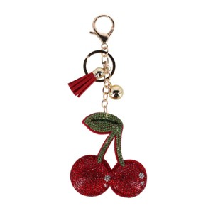 CTM Women's Glittering Favorite Cherries Bag Charm - 1 of 3