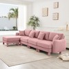 Boucle Fabric Convertible L-Shaped Sectional Sofas with Shell-Shaped Armrests, Removable Ottoman, and Wrapped Cylindrical Legs - 3 of 4