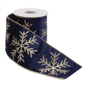 Glittered Snowflake Wired Ribbon 4" x 5 Yds. - 1 of 3