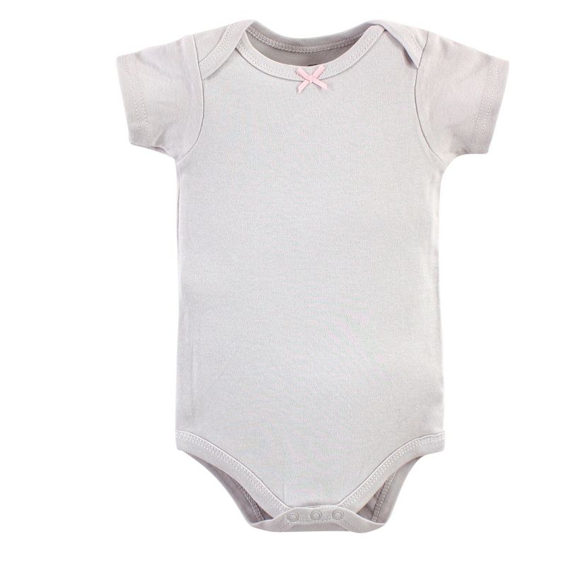 Hudson Baby Infant Girl Cotton Bodysuits 5pk, Gold/Pink Unicorn, 4 of 8
