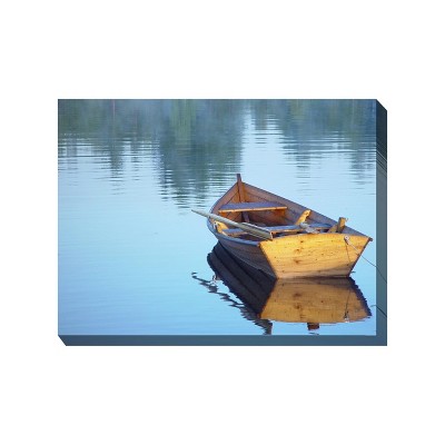 Cottage Garden West of The Wind Calm Waters Blue, Brown 40 x 30 Inch Waterproof Gallery Wrapped Canvas, Outdoor Garden, Yard, Patio All Weather