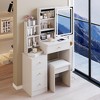 Okak Makeup Vanity with Sliding Mirror, Multi Layer High Capacity Storage, 4 Drawers & Stool, Dressing Table for Bedroom - 2 of 4