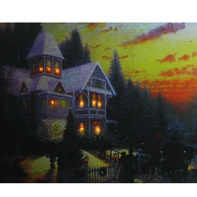 Northlight LED Lighted Victorian Christmas at Sunset Canvas Wall Art 15.75" x 19.5"