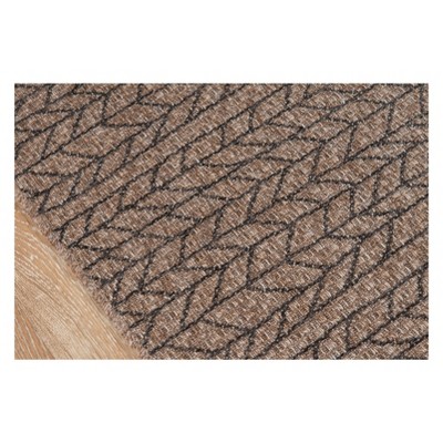 Tan and Black Geometric Braided Synthetic Indoor/Outdoor Rug
