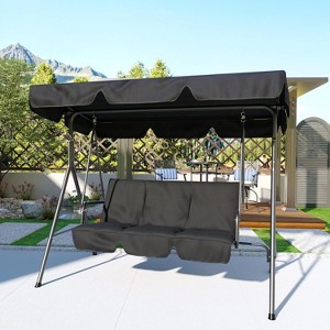 3 Person Patio Swing Chair with Canopy, Convertible Canopy Hanging Glider Lounge Chair, Patio Swing With Adjustable Tilt Shade for Garden, Outdoor - 1 of 4