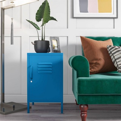 Bright Blue Novogratz Cache Metal Locker End Table with Storage
