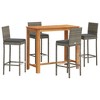 vidaXL Garden Bar Set Grey Solid Acacia wood Five-Piece Durable - 2 of 4