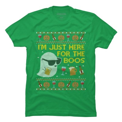 Men's Design By Humans Funny Here For The Boos Ugly Halloween Sweater By DragonTee T-Shirt