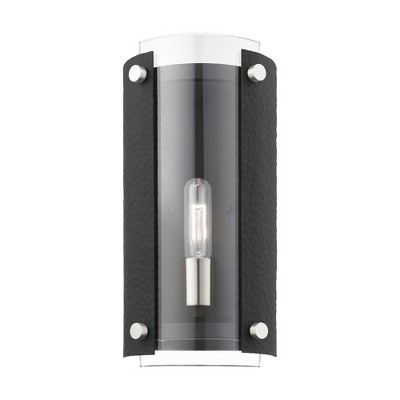 Barcelona Black & Brushed Nickel 1-Light Wall Sconce with Clear Glass