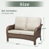 Buenhomino Patio Wicker Sofa Brown Rattan Loveseat Outdoor Couch with Cured Armest & Water Resistant Cushions Sofa for Balcony Backyard Poolside - 3 of 4