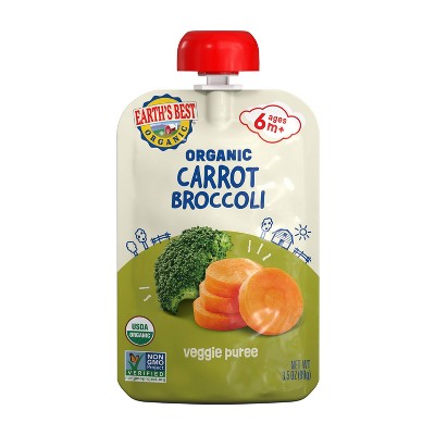 Earth's Best Organic Carrots & Broccoli Baby Food Pouch - 3.5oz