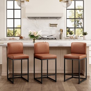 Captiva Designs 24 inch Height Bar Stool with Padded Seat and Back & Sturdy Steel Frame & Footrest - 1 of 4