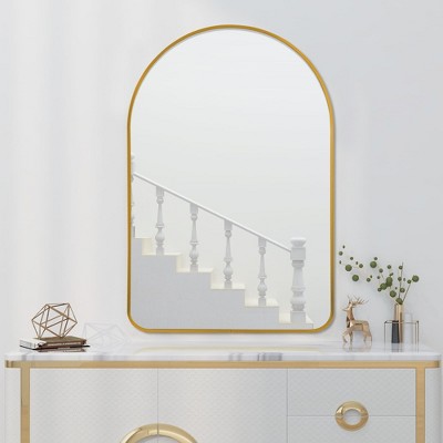 Spassway 36"H x 24"W Arched Decorative Aluminum Alloy Mirror Art Designs for Living Room Bedroom Entryway Office Home Black/Gold/Sliver Available