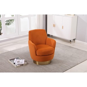 Kumasinova 360° Swivel Accent Chair,Faux Fur/Velvet/Teddy Barrel Chairs with Gold Iron Base,Comfy Reading Chair with Arm for Living Room&Bedroom - 1 of 4