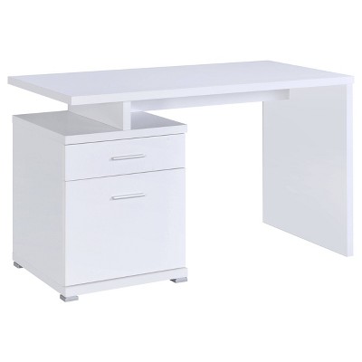 Irving 2 Drawer Office Desk With Reversible Cabinet White - Coaster ...