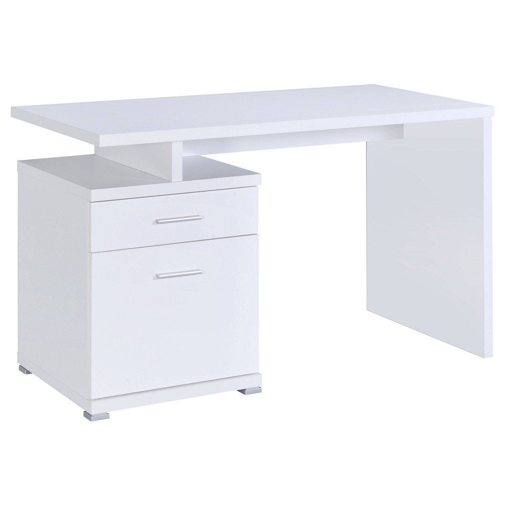 Photos - Office Desk Irving 2 Drawer  with Reversible Cabinet White - Coaster
