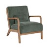 Natural Wooden Lounge Chair with Ribbed Corduroy Upholstery and Cushion for Living Room, Bedroom or Reading Corner-The Pop Home - 3 of 4