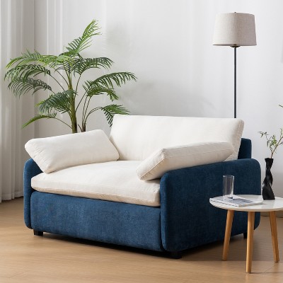 LOVMOR 50" Accent Chair with 2 Pillows, Oversized Wide Single Sofa Chair, Modern Chenille Upholstered Armchair for Living Room, Bedroom, Office