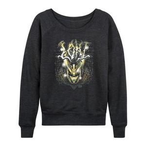 Women's - Marvel - Loki Norse Metal Lightweight French Terry Wide Neck Long Sleeve Graphic Shirt - 1 of 4