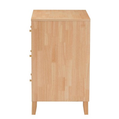 Natural Wood Honeycomb Carved 3-Drawer Chest