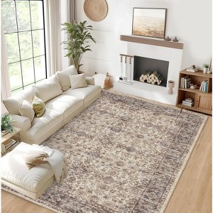Coolmee Washable Area Rug Antique Distressed Rugs for Living Room Vintage Non Slip Modern Bedroom Carpet Stain Resistant Rug - 1 of 4