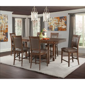 7pc Pruitt Counter Dining Table & 6 Counter Side Chairs Walnut - Picket House Furnishings, Brown