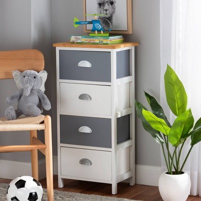 Calandra Oak Brown and Gray 4-Drawer Storage Unit