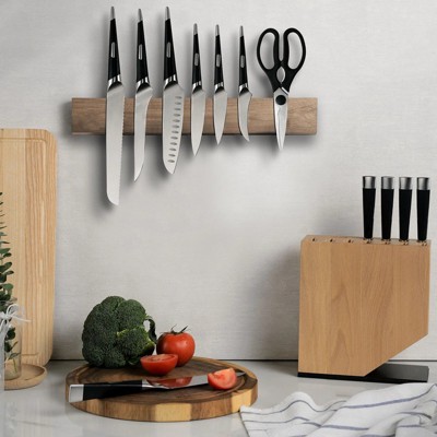 LunaLulinlk 16.5'' Magnetic Knife Bar, Powerful Acacia Wood Magnetic Knife Strip Knife Rack for Kitchen Knives & Tools