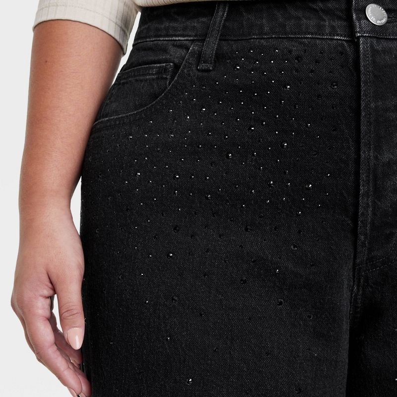 Women's High-Rise Embellished Baggy Jeans - Universal Thread™ Black, 4 of 5