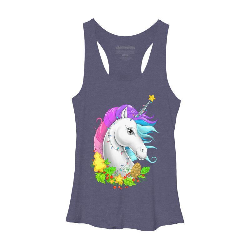 Women's Design By Humans Christmas unicorn By NikKor Racerback Tank Top, 1 of 4