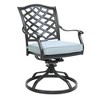 Nertpow 5-Piece Aluminum Outdoor Dining Set with Round Table and 4 Swivel Rocker Chairs ¨C Light Blue Cushions - 4 of 4