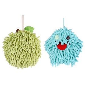 REGALWOVEN 2 Pcs Cute Comfortable Soft Absorbent Chenille Fuzzy Hand Towel - 1 of 4