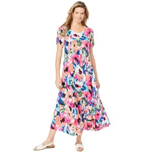 Woman Within Plus Size Short-Sleeve Crinkle Dress - 1 of 4