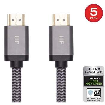 Monoprice 8K Braided HDMI 2.1 Cable - 6 Feet - Black (5 Pack) Certified Ultra High Speed, 8k@60Hz, 48Gbps, Compatible with Sony PS5 / PS5 Digital