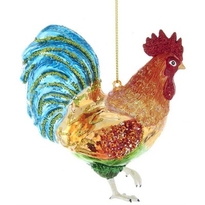 Kurt Adler Noble Gems Glass Ornament for Christmas Tree, Rooster