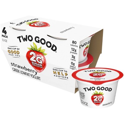 Two Good Low Fat Lower Sugar Strawberry Greek Yogurt - 4ct/5.3oz Cups