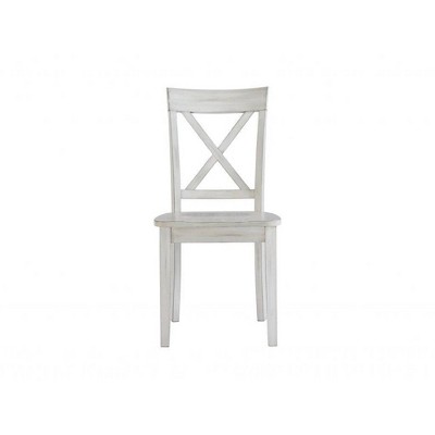Jamestown Antique White Cross Back Wood Dining Chairs, Set of 2