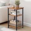 SEVOBAL Coffee Tables 3 Layer Side Sofa Tables Adjustable Feet Storage Shelf Freestanding for Living Room Bedroom Office, Brown, 17.4"*12"*31" - 2 of 4